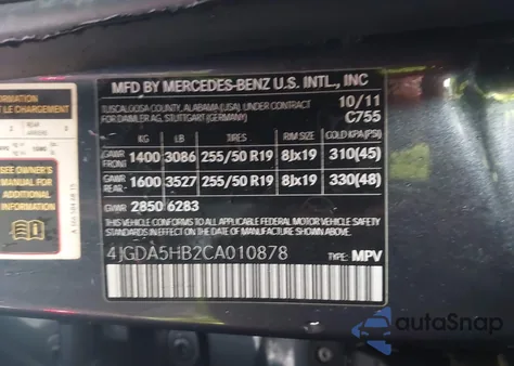 2012 Mercedes-Benz Ml 350 4Matic z USA, uszkodzony, nr VIN 4JGDA5HB2CA010878